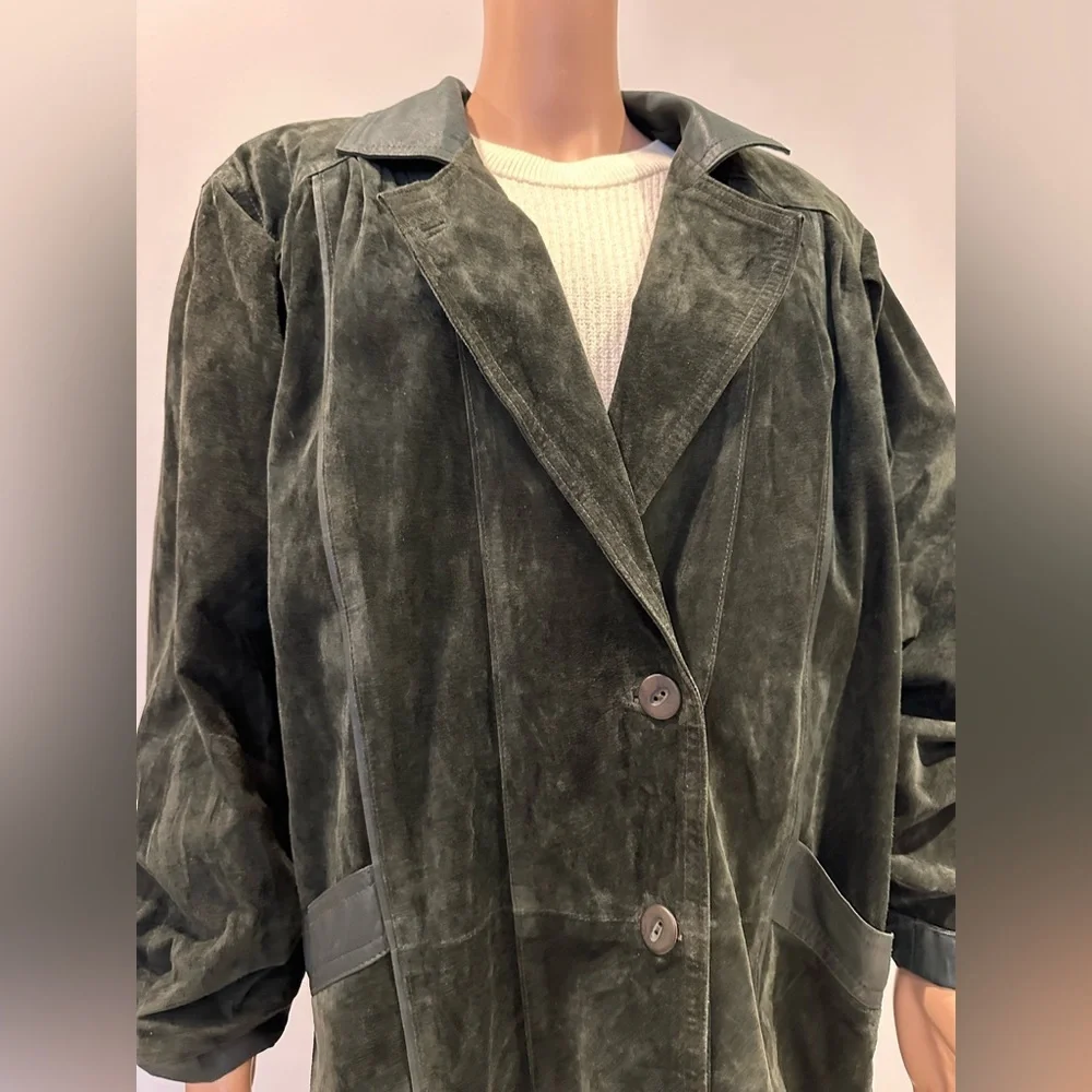 Naturel Women's Vintage Leather Jacket in Green - Picture 6 of 12